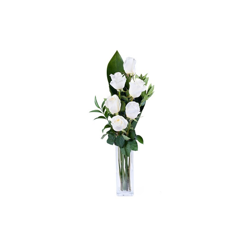 Ramo 6 rosas blancas - Flores de Mallorca