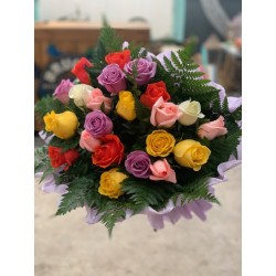 12 multicolored roses
